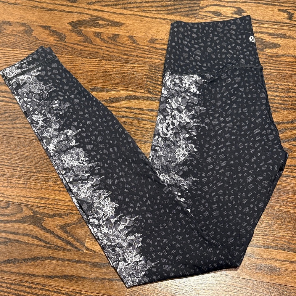 Lululemon Black Floral Ombre Leggings
